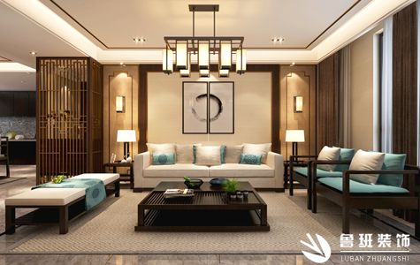 白桦林间三居室150平米新中式风格效果图-鲁班装饰设计师王鸿飞主笔