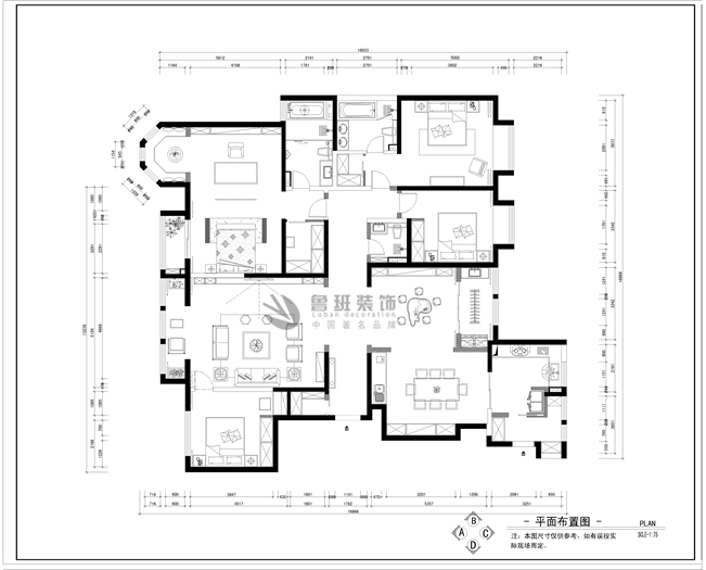 万达西安one,新中式风格,平面布局图