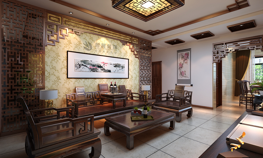 名京九合院,中式风格,沙发墙
