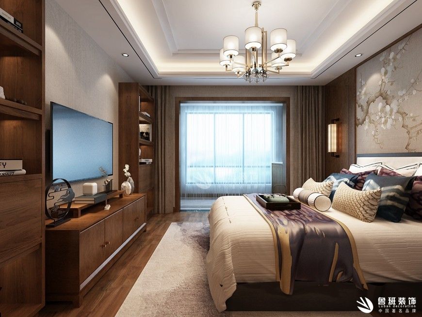 国色天香,新中式风格,卧室