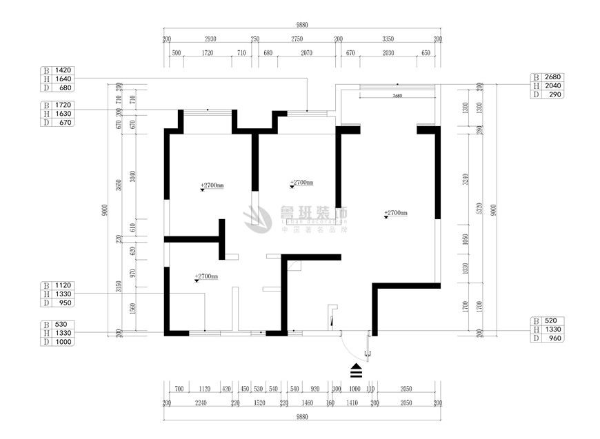 湖居笔记,现代轻奢风格,原始户型图