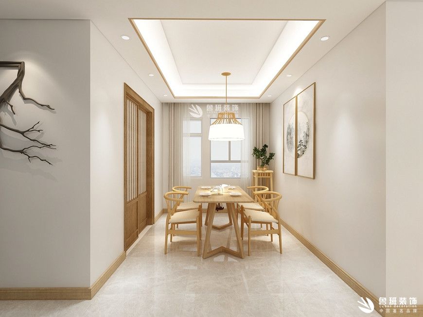 白桦林间,新中式效果图,餐厅效果图