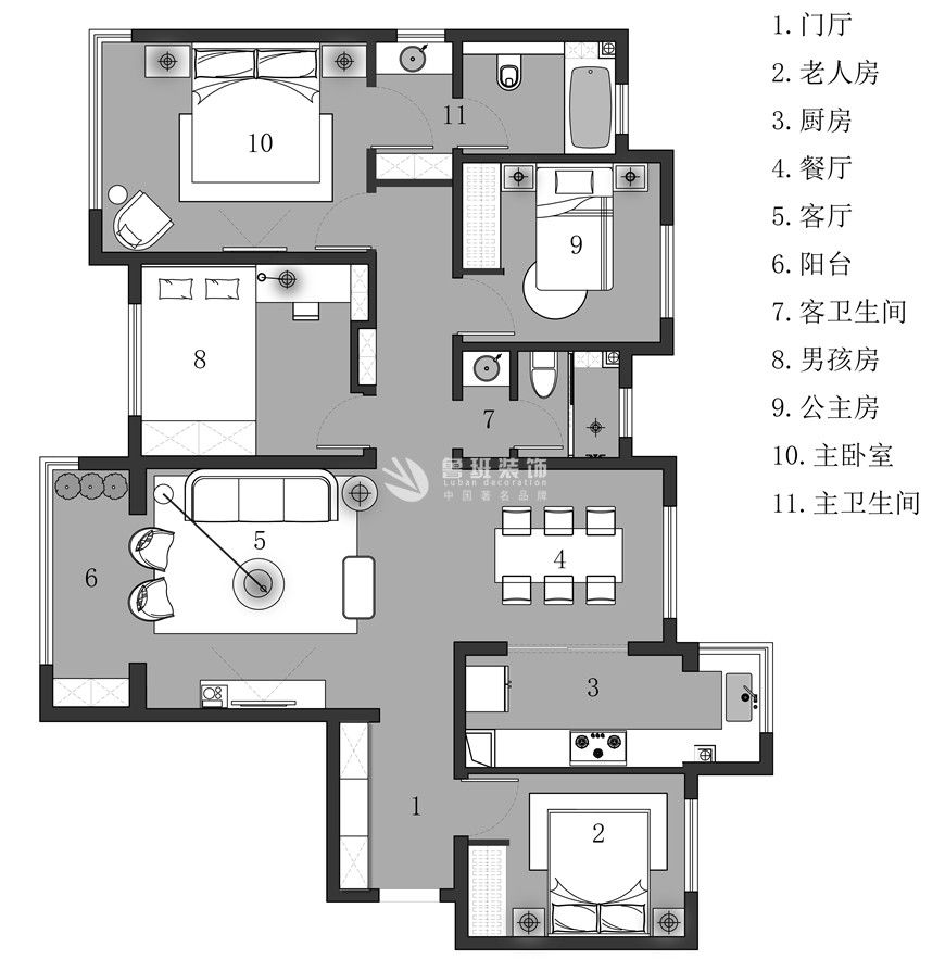 融创天朗融公馆,现代轻奢风格,户型图