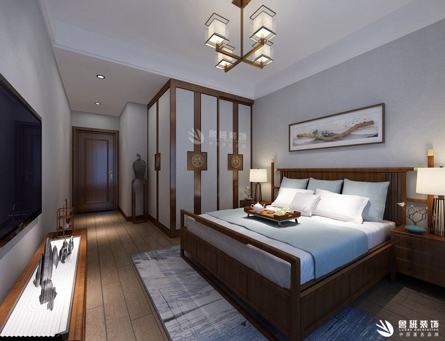 雅居乐勃朗峰,新中式风格,卧室