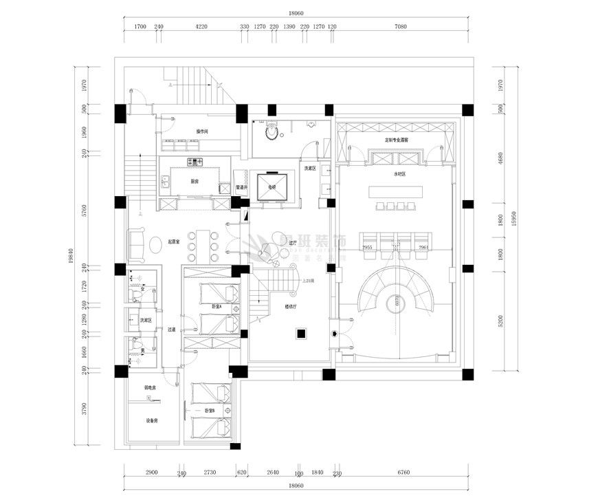 鲁班装饰,自建别墅,一层户型图