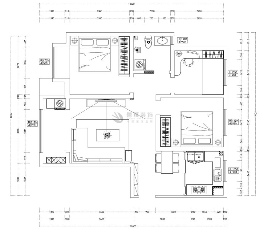 大华公园学府,现代轻奢风格,户型图