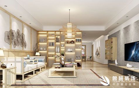 凤凰池三居室170平米新中式效果图-鲁班装饰设计师雷策主笔
