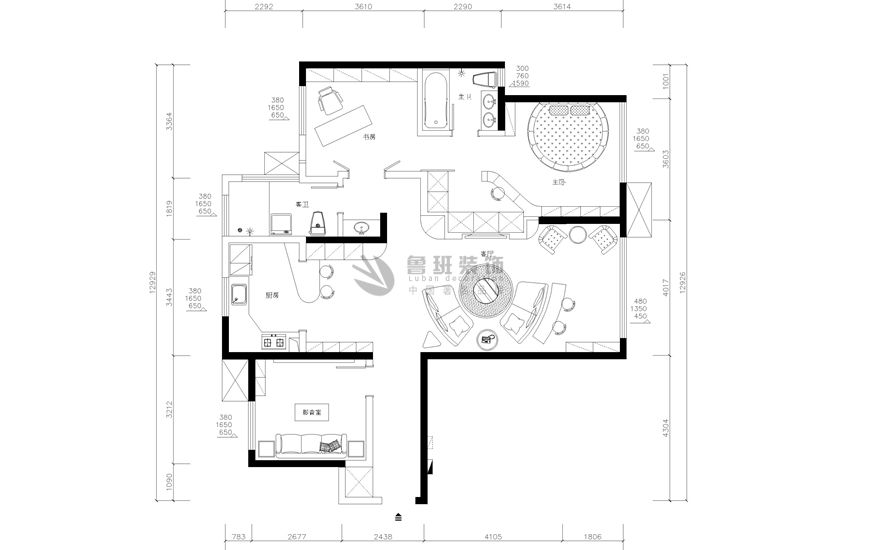 骊山下的院子,现代风格,户型图