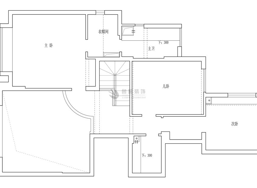 逸翠园港式风格效果图,二层原始户型