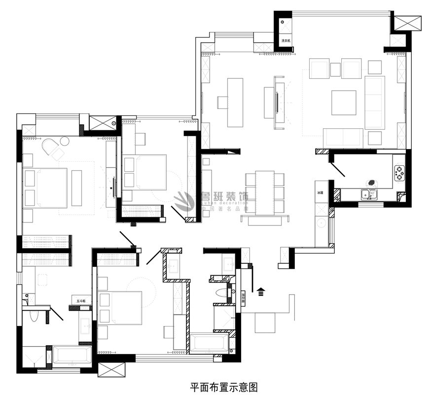 绿地城,新中式风格效果图,平面布局图