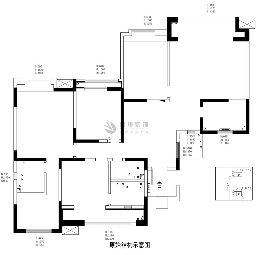 绿地城,新中式风格效果图,原始户型图