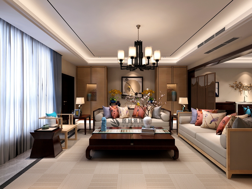 逸翠园,新中式风格效果图,客厅设计
