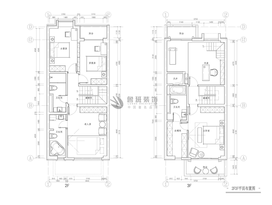 逸翠园,新中式风格效果图,二层平面布局设计