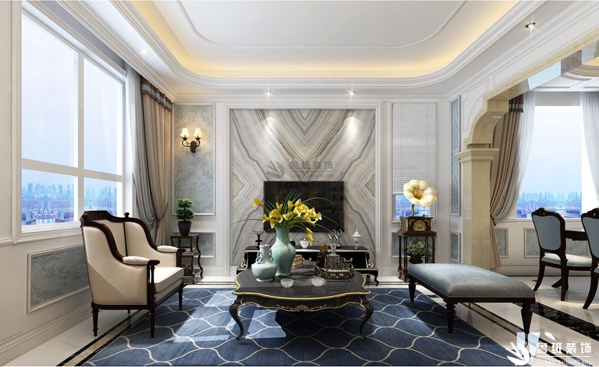 枫丹丽舍,简美风格效果图,客厅设计
