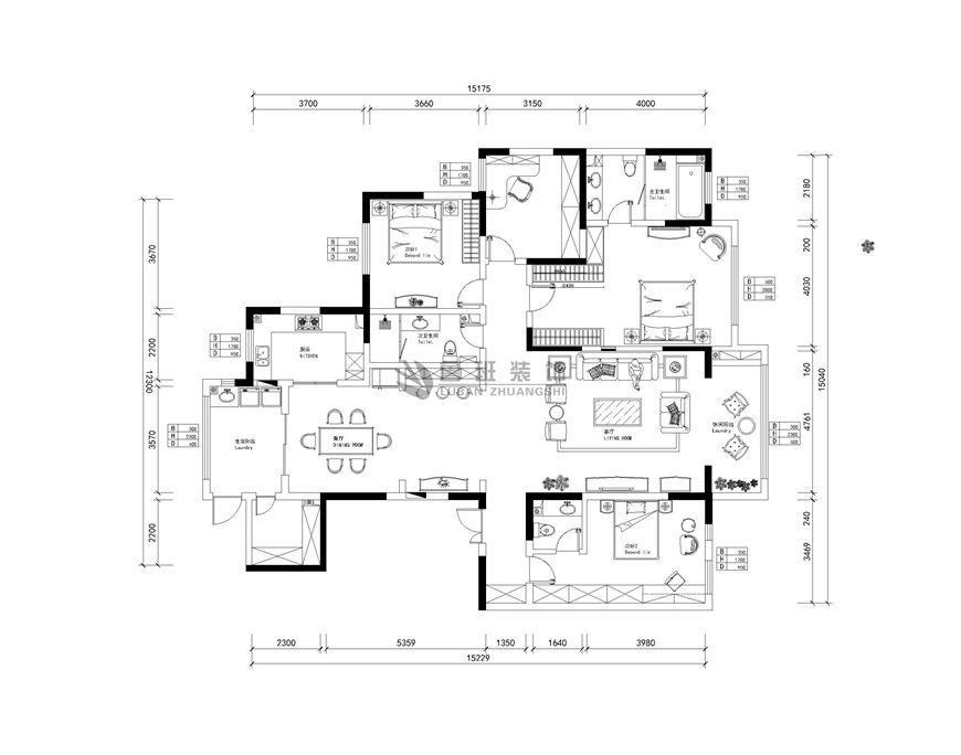 白桦林团圆,欧式风格,二楼户型图