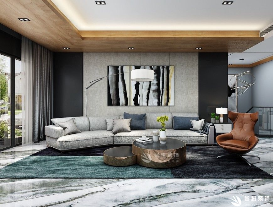 金地南湖艺境,现代轻奢风格效果图,客厅设计