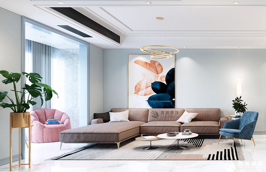 龙湖香醍,现代轻奢风格效果图,客厅设计