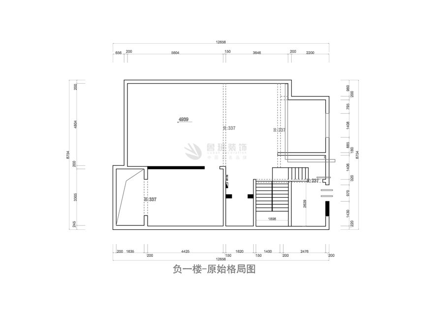 御河上苑,新中式风格效果图,负一层平面布局图