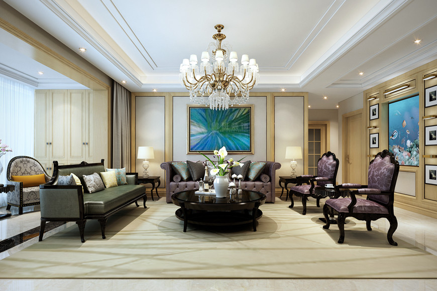 紫薇花园洲,现代风格效果图,客厅设计