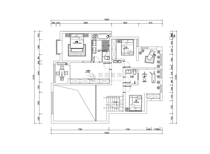 融创天朗融公馆,新中式风格,二层户型图