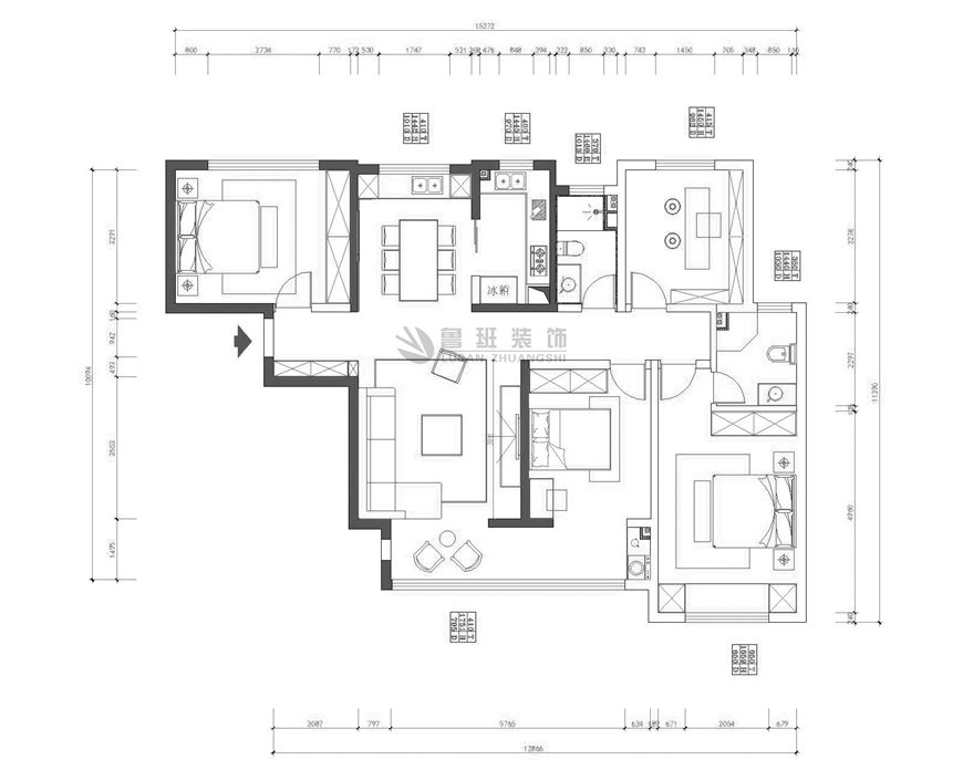 宫园学府,现代美式风格,户型图