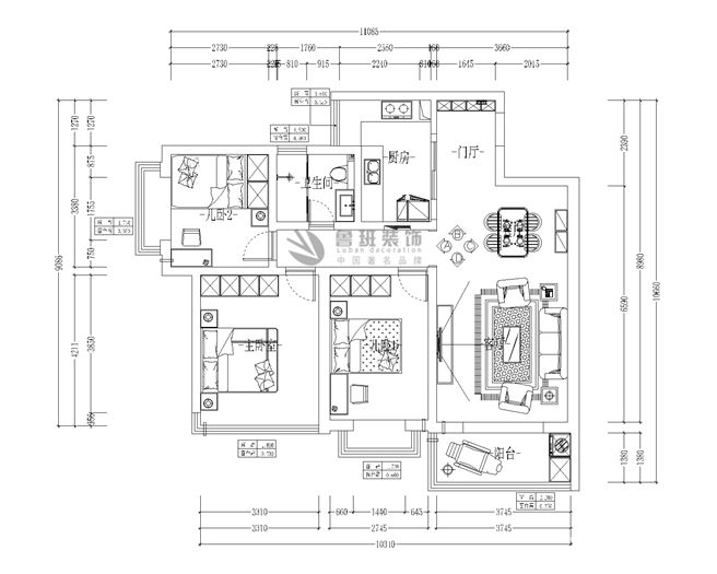 西安丹轩梓园115㎡三居室美式风格装修效果图-金小磊设计作品1 西安丹轩梓园115㎡三居室美式风格装修效果图-金小磊设计作品1